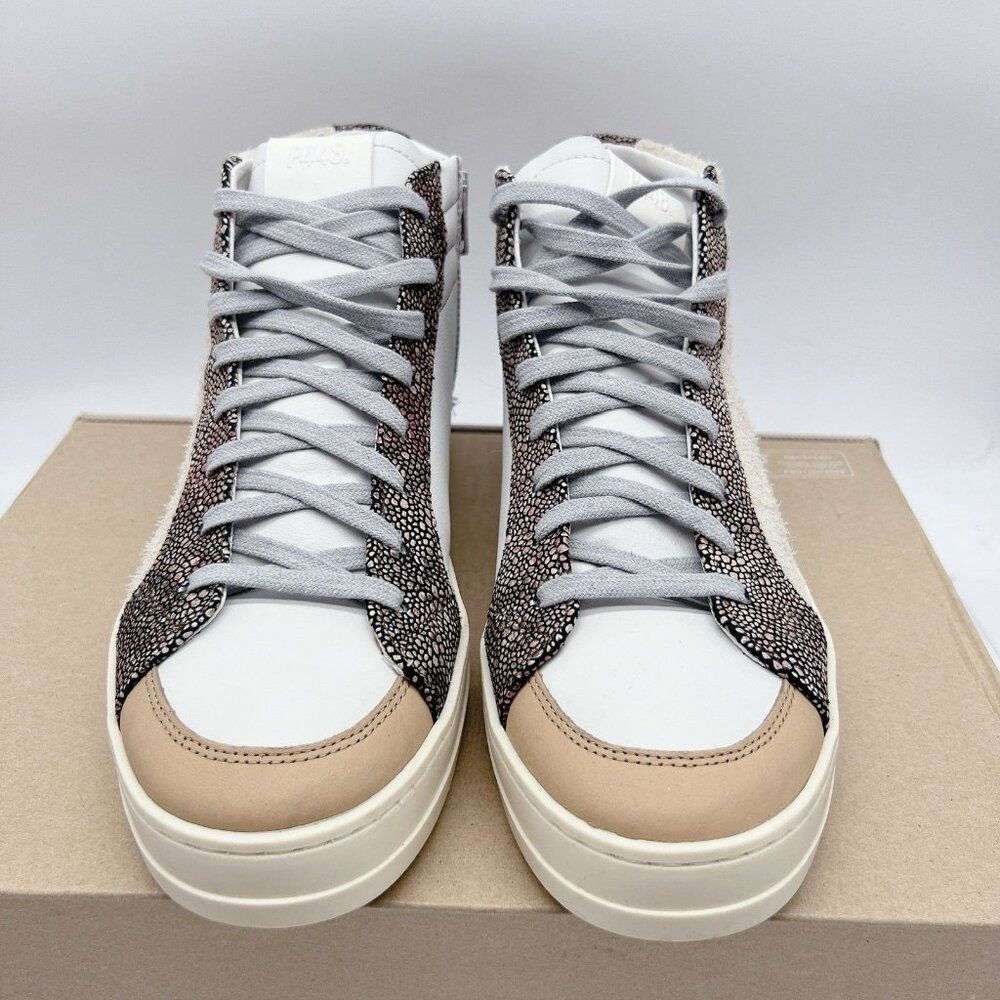 P448 Metallic Skate High Top Sneaker White Beige Womens EU 40 US 9- 9.5 - Picture 5 of 13